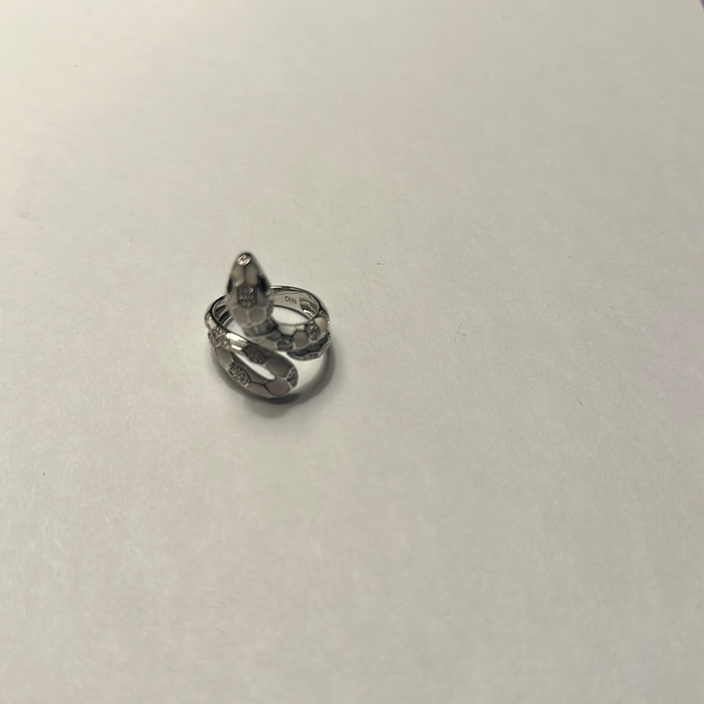 Sterling Silver White Snake with genuine Stone & Crystals